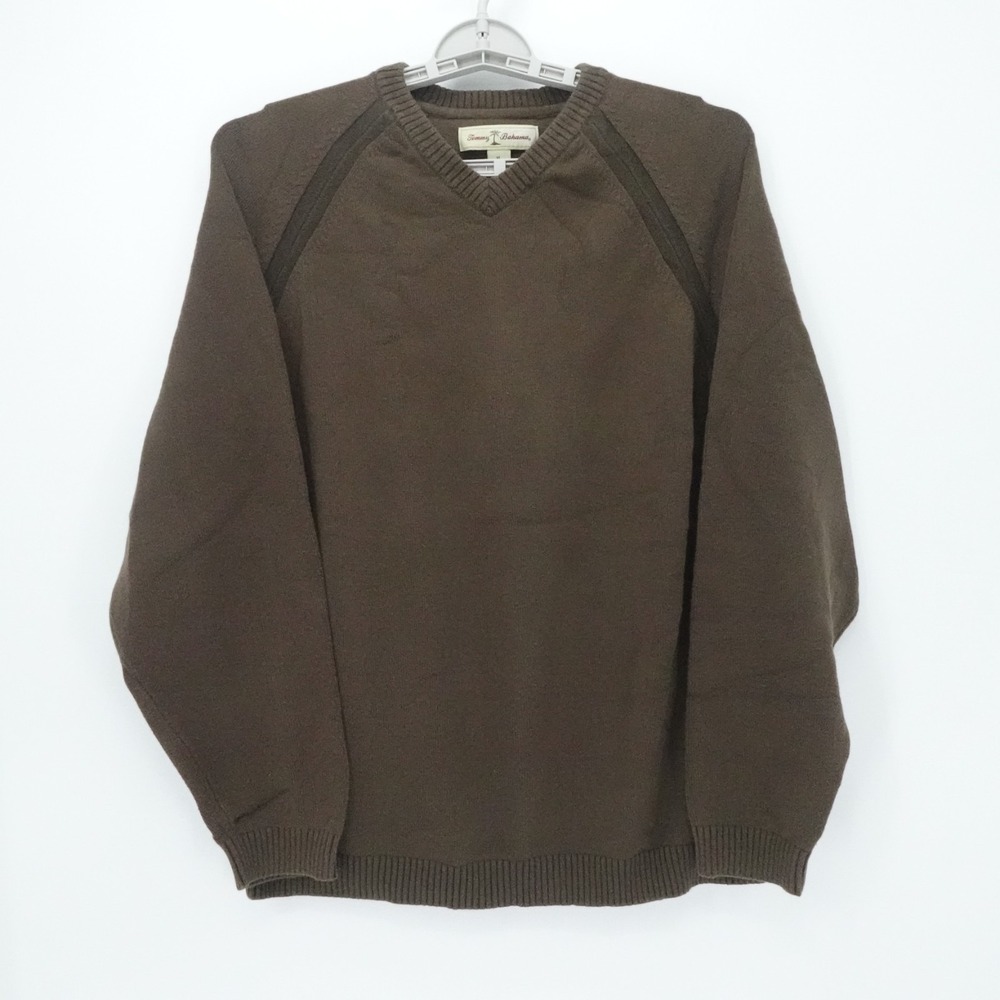 Tommy Bahama Sweater Mens XL Brown V Neck Knit Preppy Office Classic Casual‎